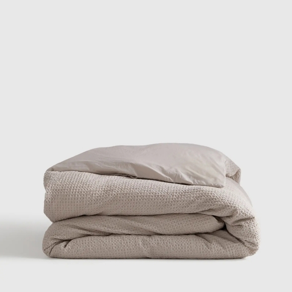 Quince 100% Organic Cotton Waffle Sand Duvet Cover! King/ Cal King(127)